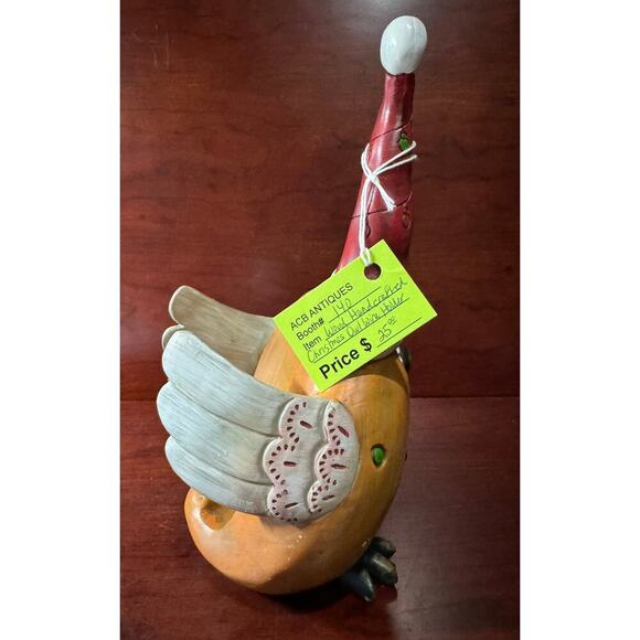 Unique Wooden Handcrafted Christmas Owl Wine Holder Santa Hat - Picture 3 of 5